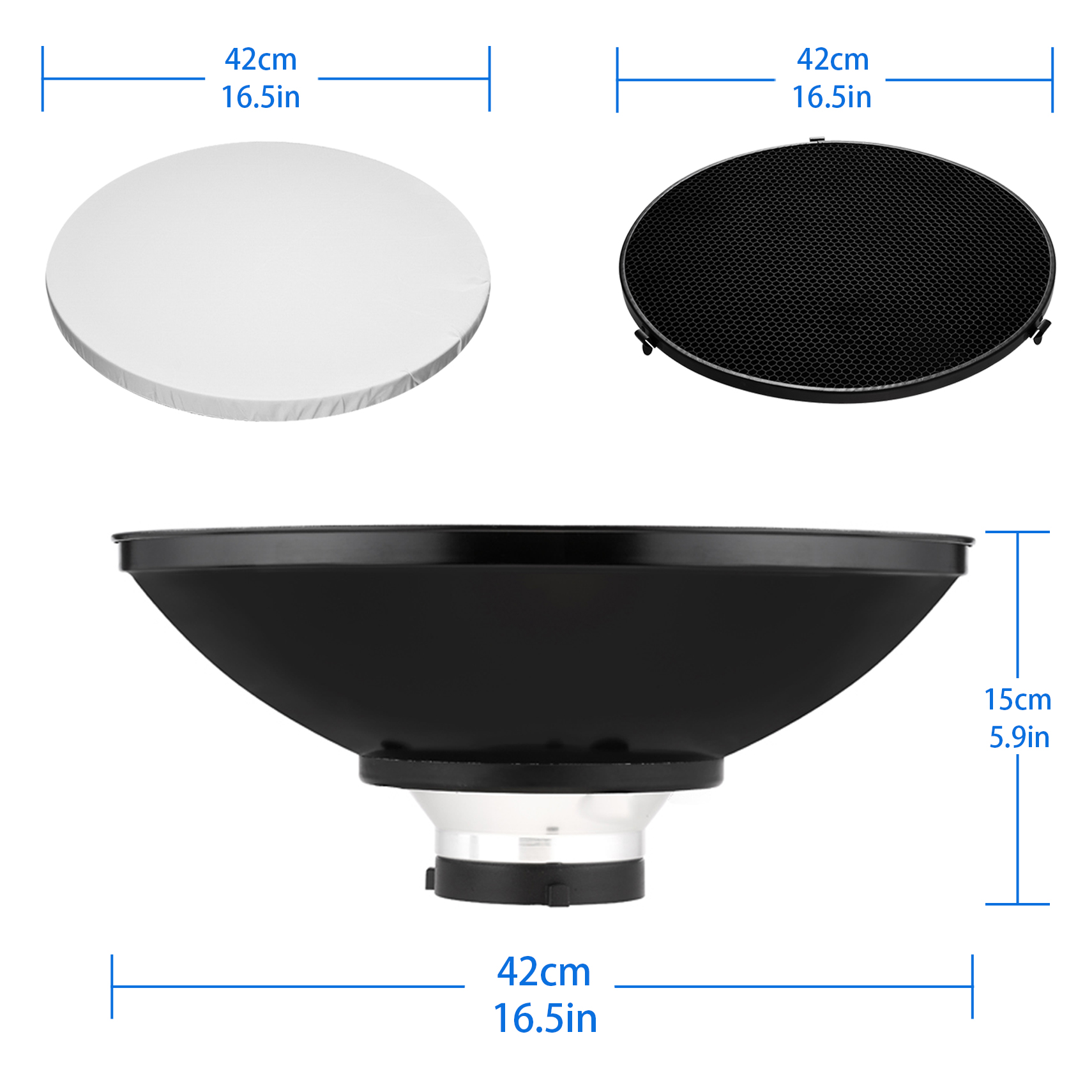 Photography Lighting Beauty Dish - 16,5-дюймовый отражатель Beauty Dish 42-сантиметрова сотовая