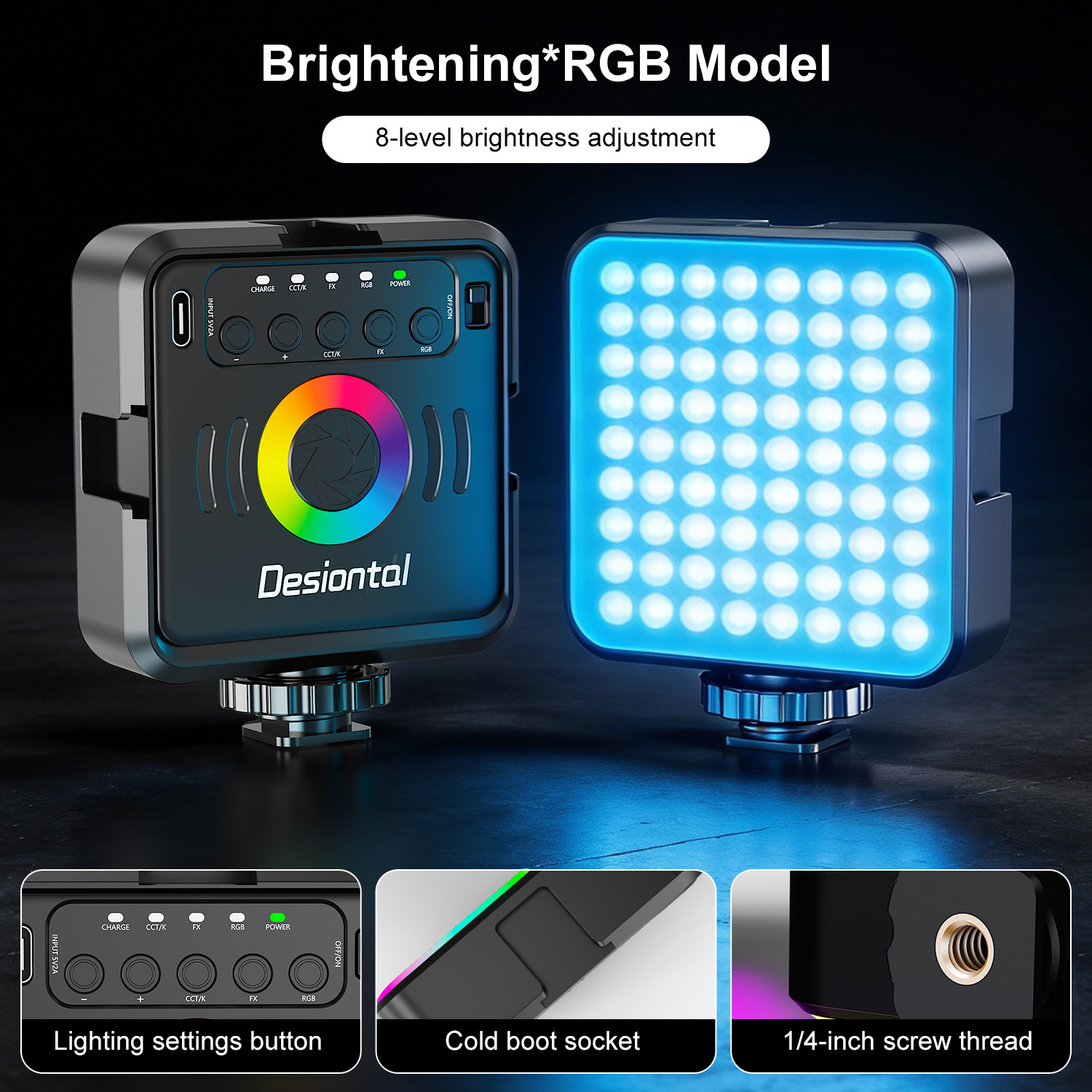 Photography Types Of Lighting - Портативный RGB-осветитель Desiontal X2 с зарядкой