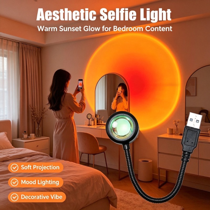 Photography Lighting Mood - USB-лампа «Закат», эстетичный проекционный светильник с
