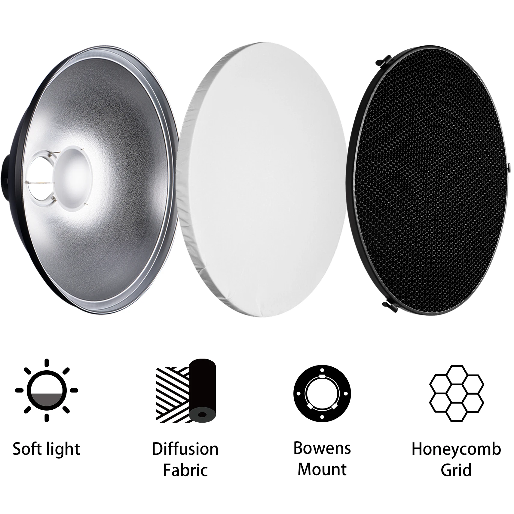 Selens 55 см серебристый/белый – обзор и цена Photography Lighting Beauty Dish
